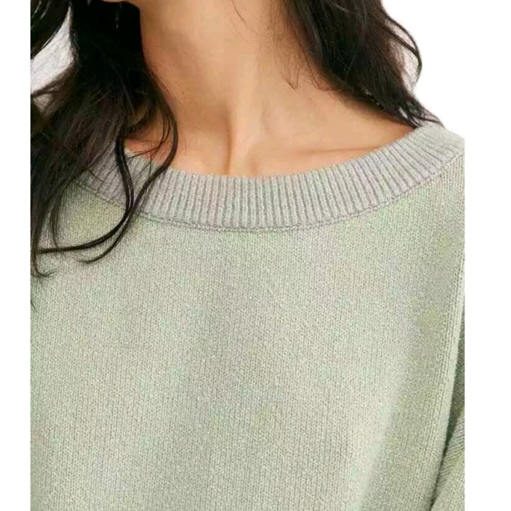 Free People Street Fair Oversized Lime Crewneck Sweater XS